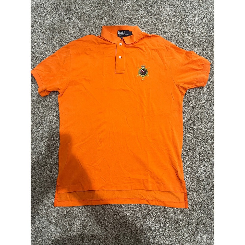 Polo Ralph Lauren Mens Orange Pima Cotton Crest Logo Polo Shirt Large